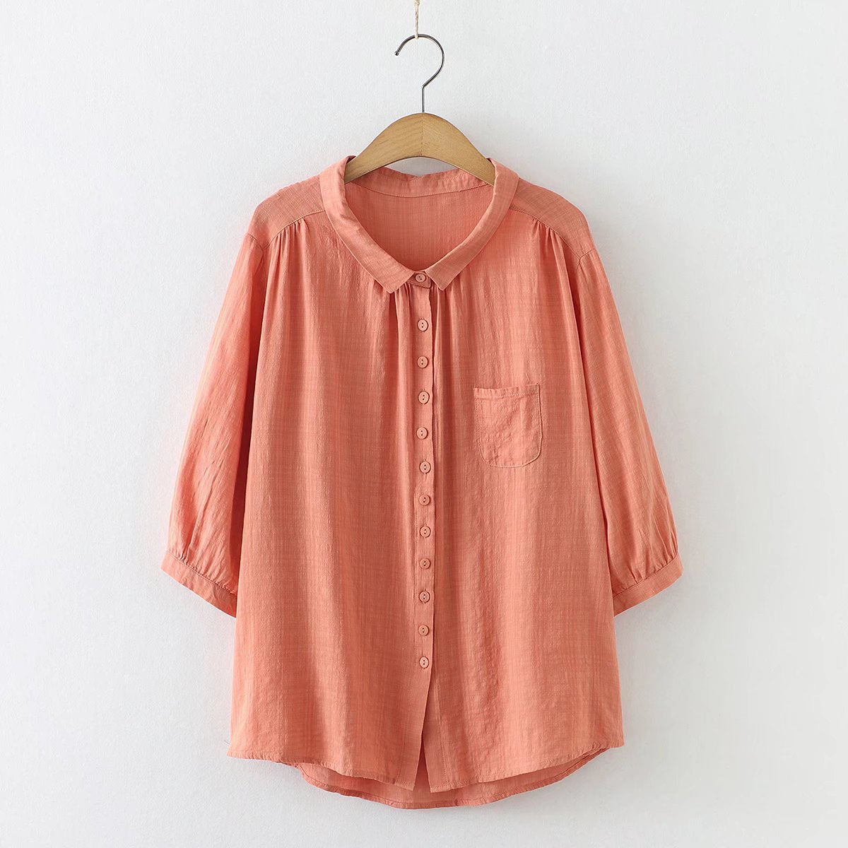 Casual Solid Color Pleated Women's Short-sleeved Shirt