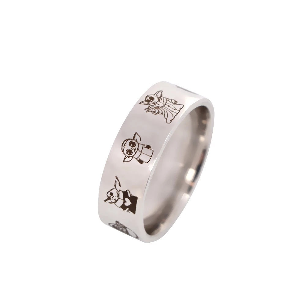 Chic Comic Stainless Steel Laser Ring