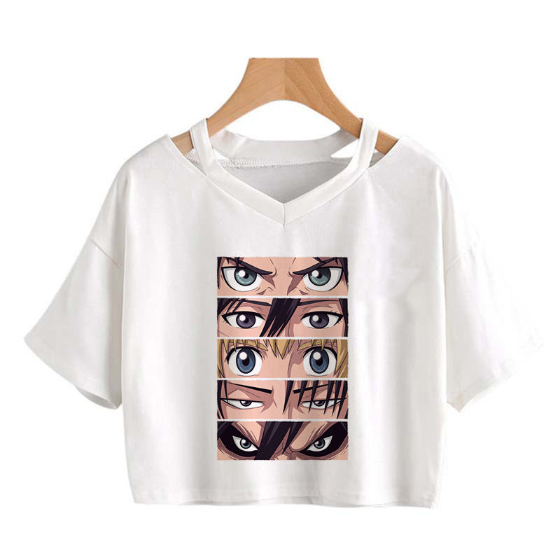 Trendy Women's Anime Print Cropped T-Shirt