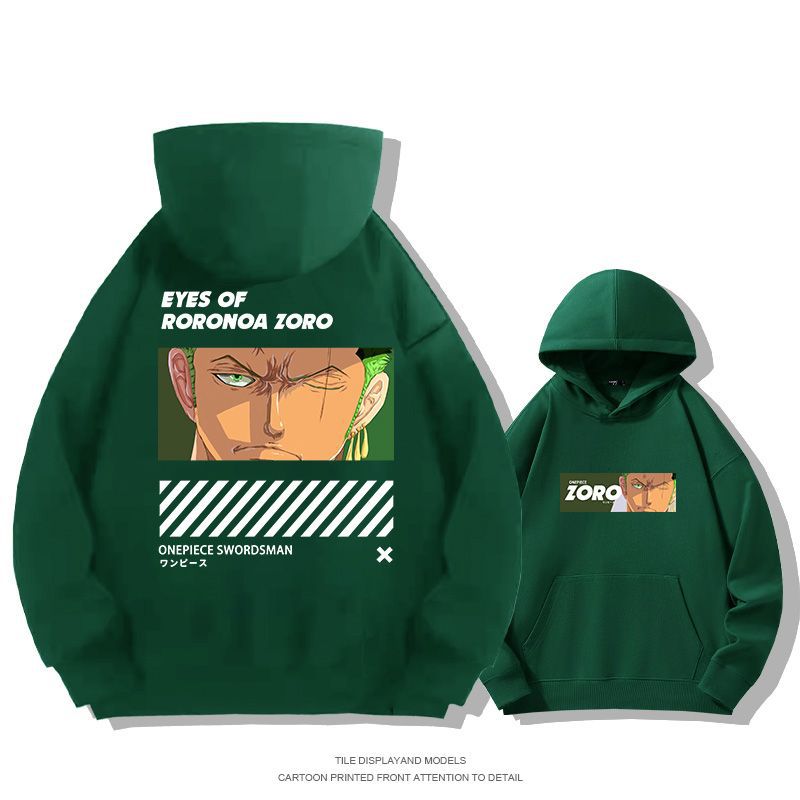 Trendy Anime Zoro Print Loose Hoodie