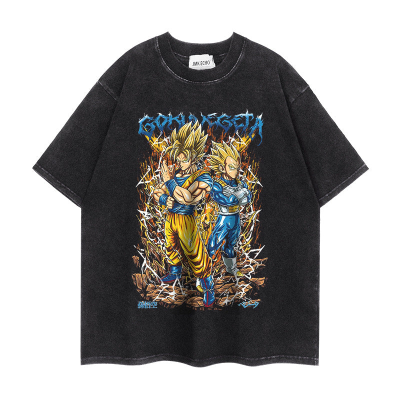 Trendy Anime Loose Washed Short-sleeved T-shirt