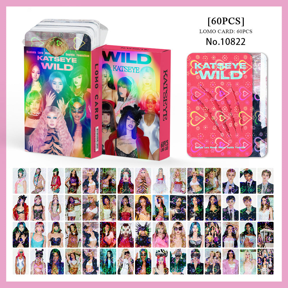 60PCS KATSEYE WILD Heart Holographic Photocards