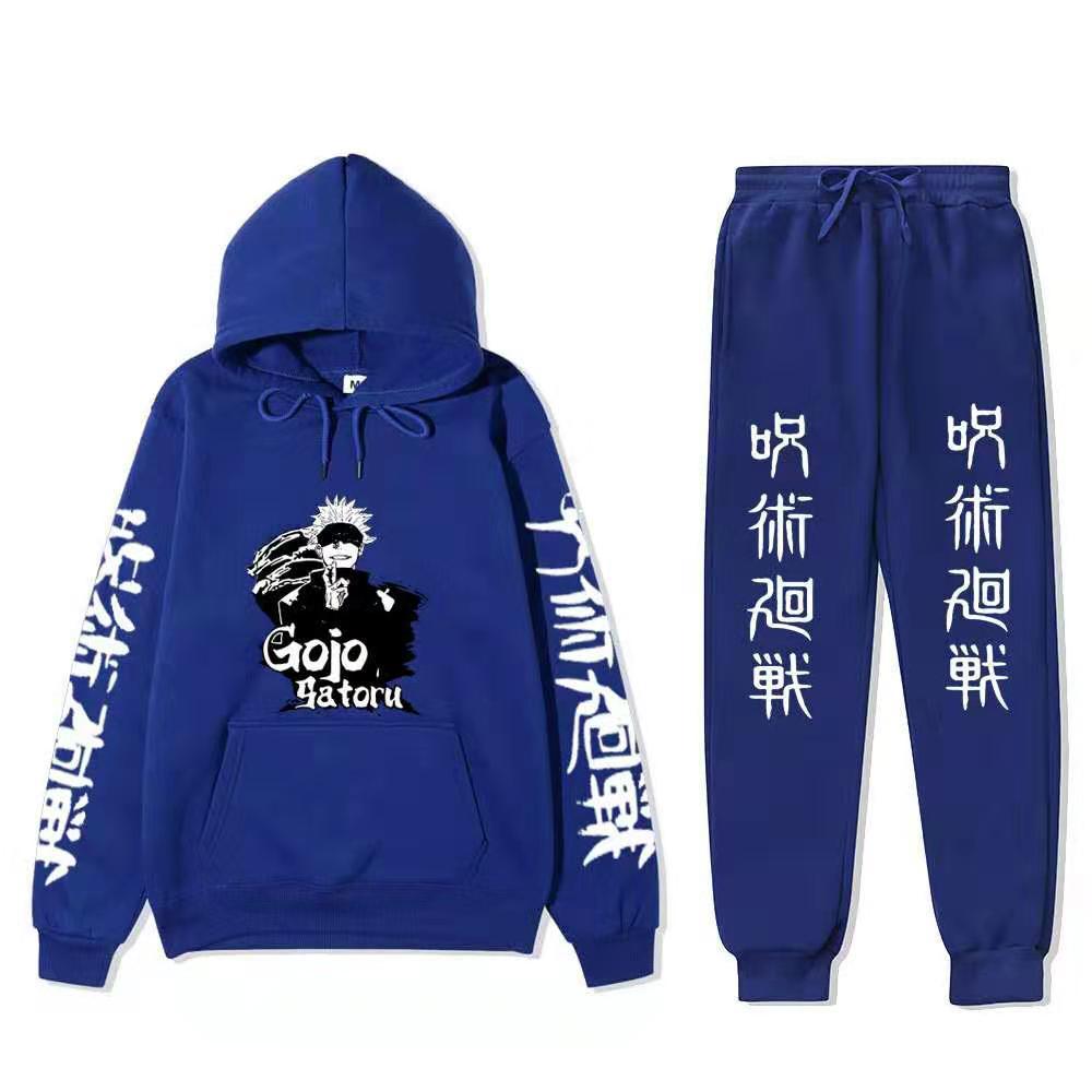 Unisex Gojo Printed Casual Hoodie Sports Pants Set