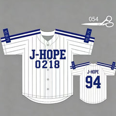 SUGA RM JK Striped Baseball Jersey Shirt