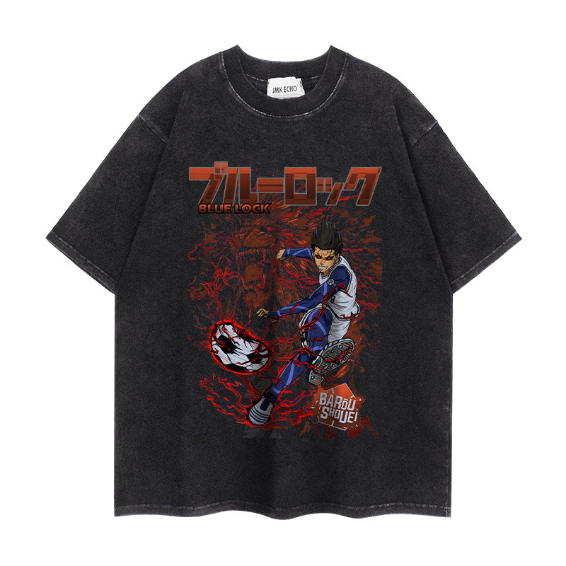 Vintage Anime Washed Short-sleeved T-shirt