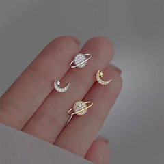 Saturn and Moon Earrings
