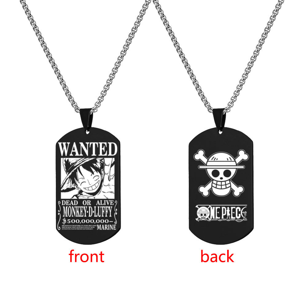 Luffy Wanted Double-sided Dog Tag Necklace