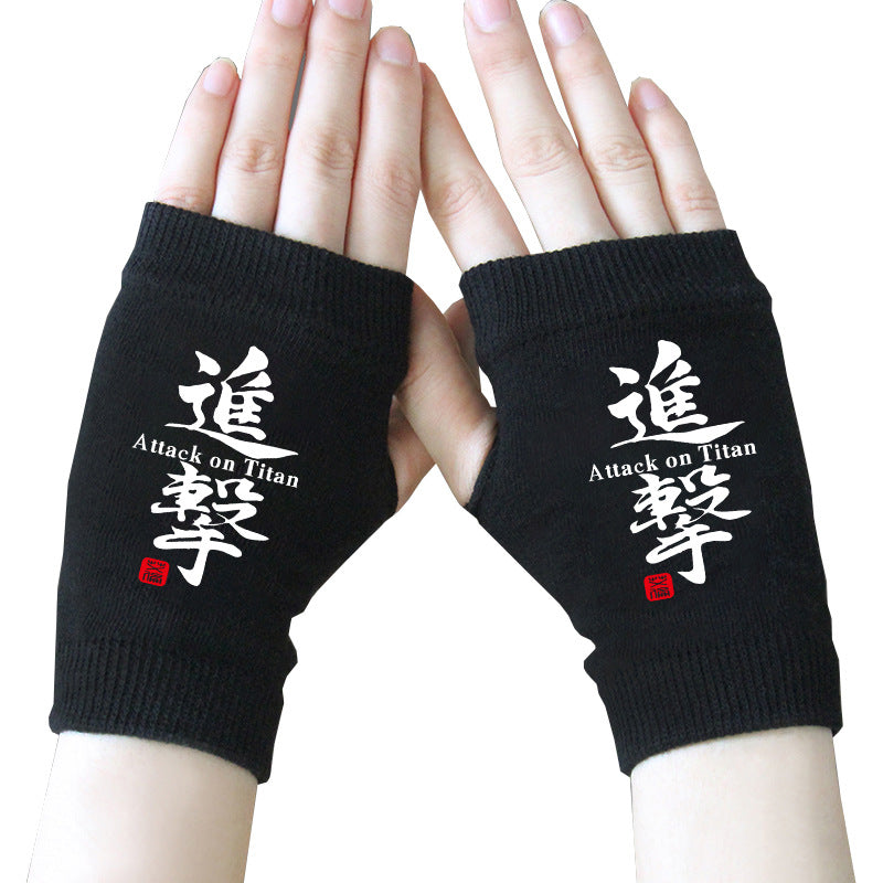 Trendy Anime Half Finger Gloves