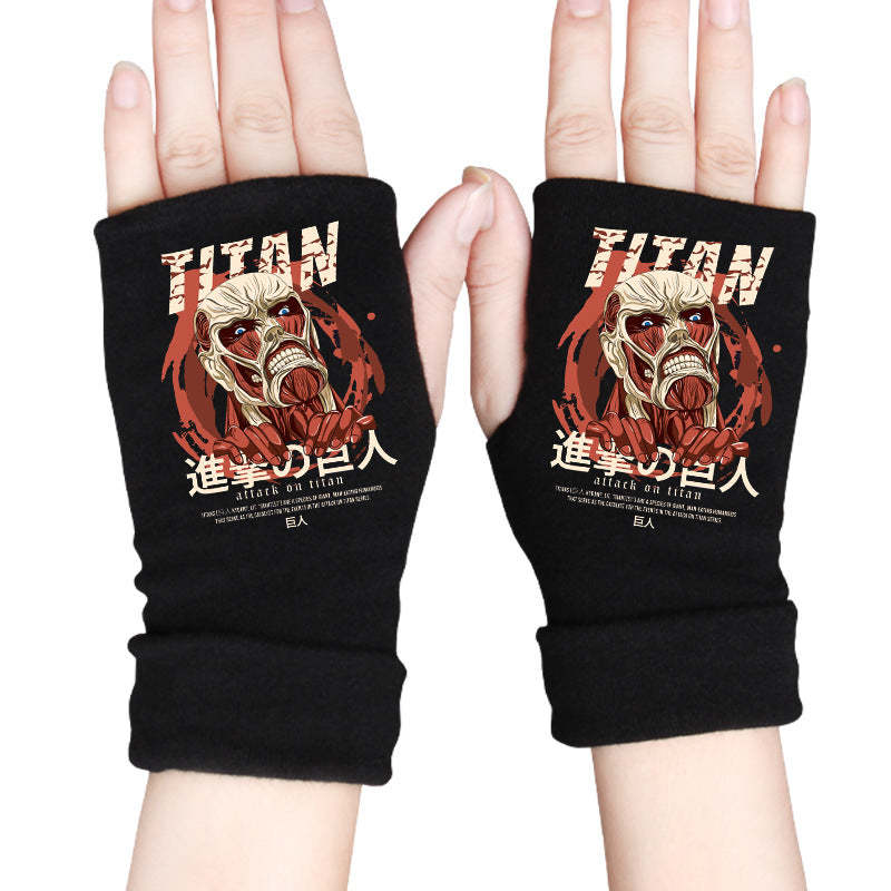 Trendy Anime Half Finger Gloves