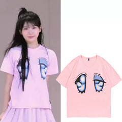 Dance Practice Mirrored Big Eyes Cotton T-shirt