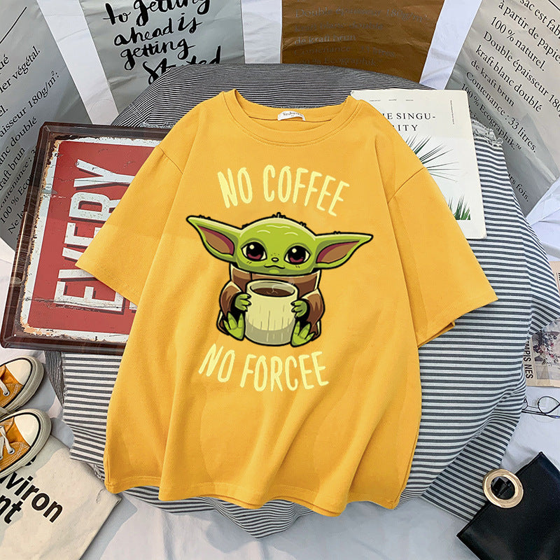 Casual Baby Yoda Pattern Short Sleeve T-shirt