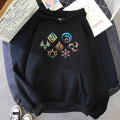 Unisex Game Elements Print Loose Hoodie