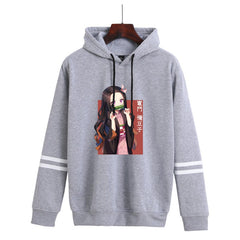 Casual Cute Anime Figure Striped Pullover Hoodie