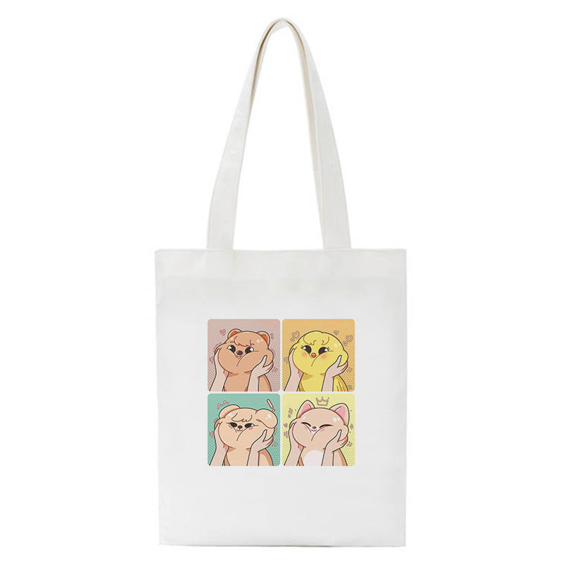 Cute Kpop Pattern Printed One Shoulder Canvas Bag