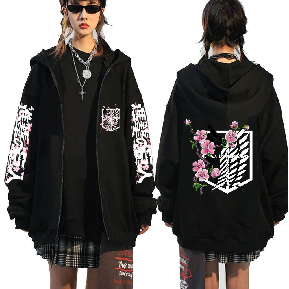 Unisex Anime Graphic Printed Zipper Fhoodie