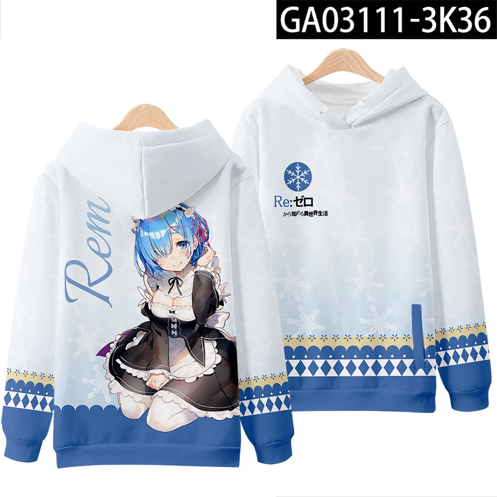 Women's Rem Anime 3d Print Hoodie