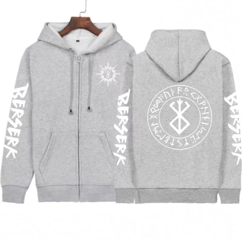 Unisex Anime Logo Printed Zip Up Hoodie