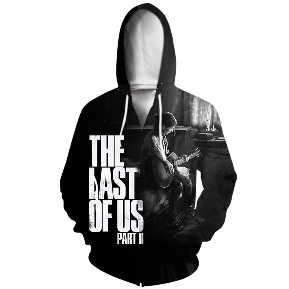 Men's Game Digital Print Zipper Loose Hoodie