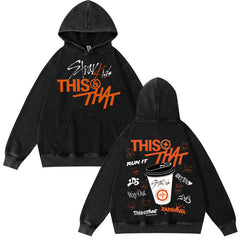 SKZ This & That Tracklist Print Washed Hoodie Top