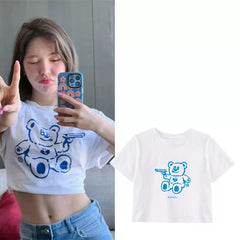 WENDY Same Bear Graphic Cropped T-shirt