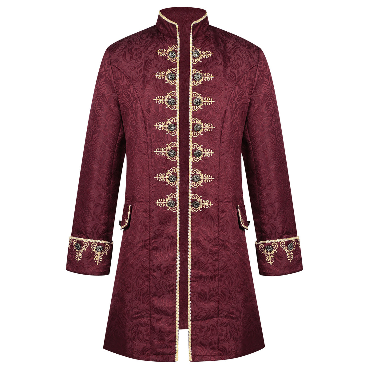 Men's Jacquard Embroidered Stand-up Collar Coat