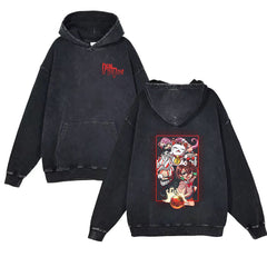 Vintage Anime Print Washed Loose Hoodie