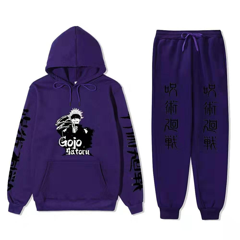 Unisex Gojo Printed Casual Hoodie Sports Pants Set