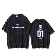 Karma Album Logo Number Print Washed T-shirt