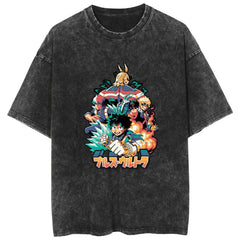 Casual Deku Anime Cotton Washed T-Shirt