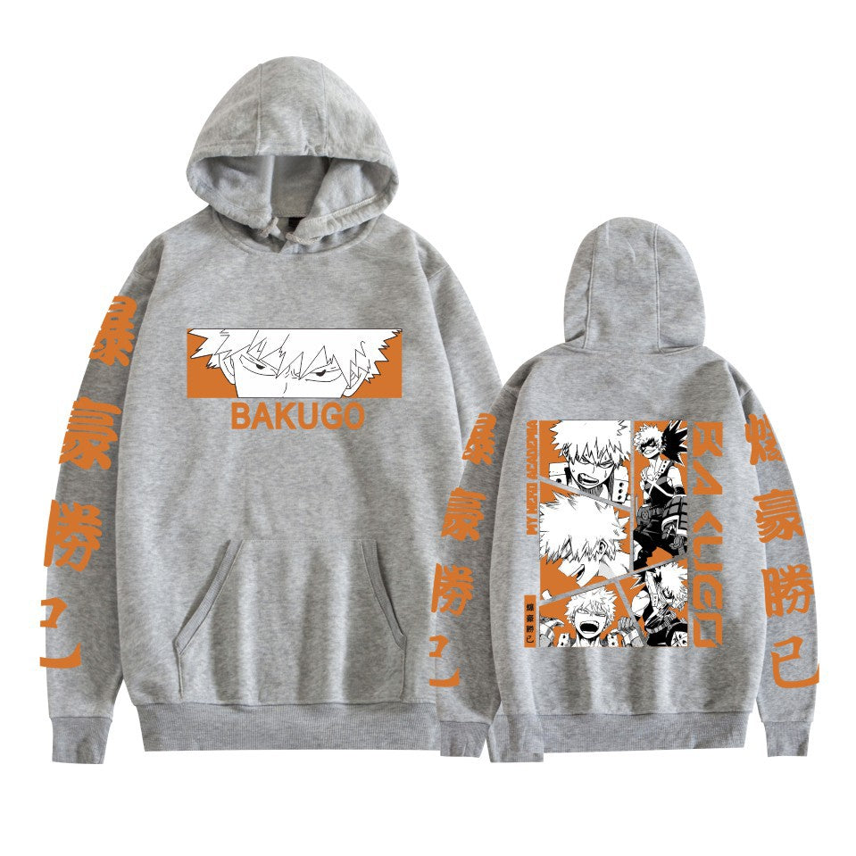 Unisex Anime Bakugo Print Casual Loose Hoodie