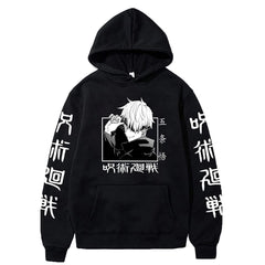 Men's and Women's Anime Print Casual Black Hoodie