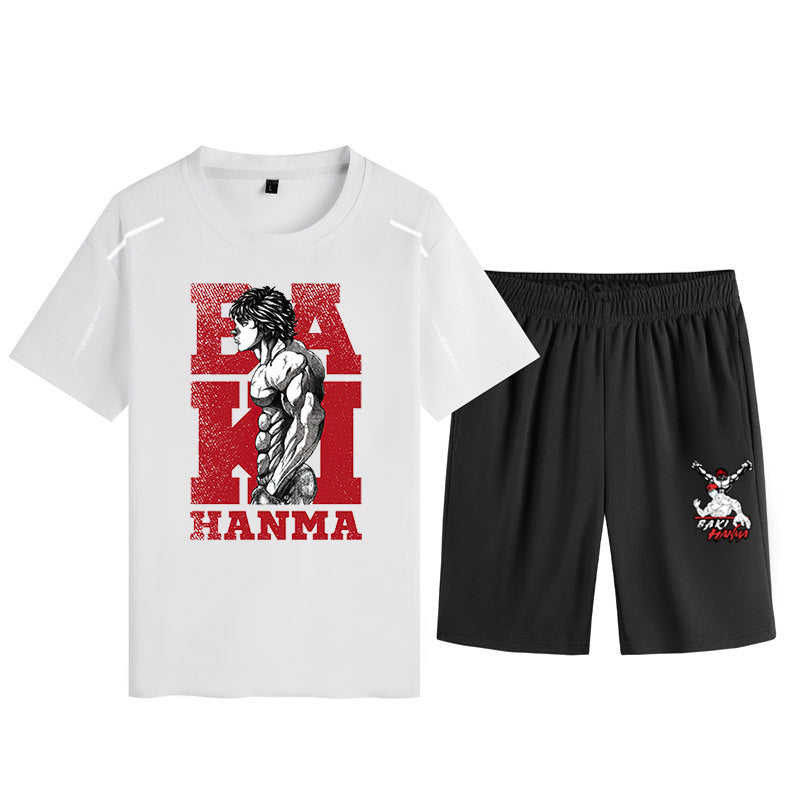 Men's Baki Anime Loose T-Shirt Shorts Suit