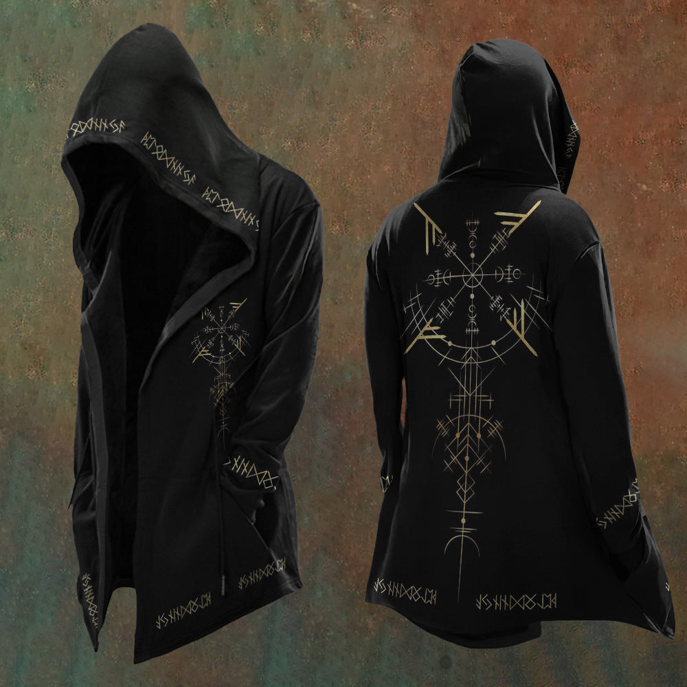 Retro Men's Digital Print Loose Hooded Jacket