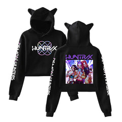 Women's HUNTRIX Print Cat Ears Crop Hoodie