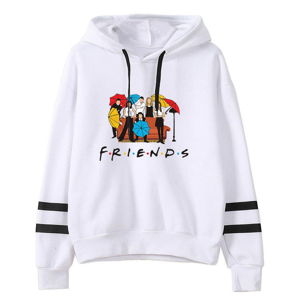 Women's Friends Print Casual Striped Hoodie