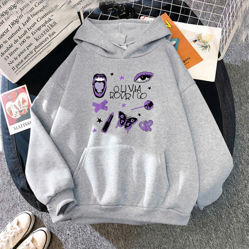 Casual Olivia Cartoon Print Pullover Hoodie