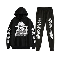 Unisex Anime Gojo Printed Hoodie Trousers Set