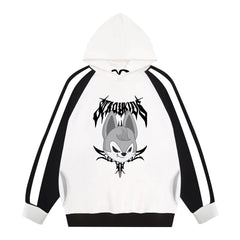 KPOP Cartoon Logo Print Color Block Hoodie