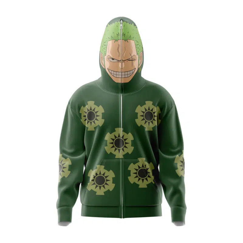 Luffy Anime 3D Printed Hooded Zipper Casual Coat