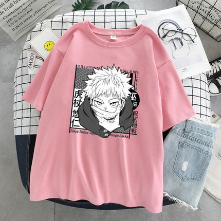 Casual Women's Anime Crew Neck Short Sleeve Tee