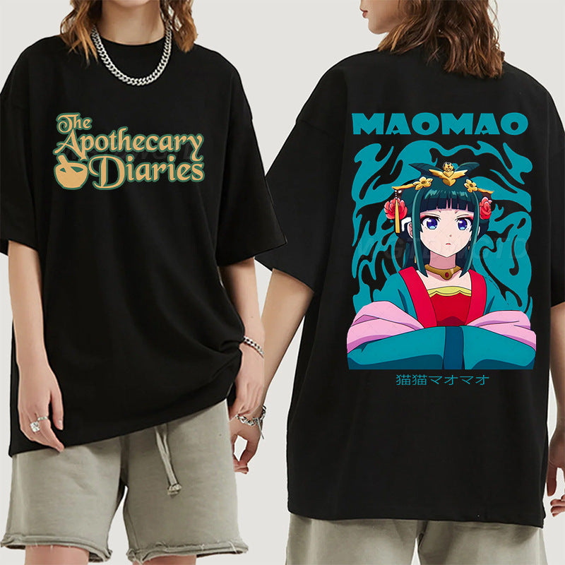 Girl's Anime Round Neck Loose T-shirt