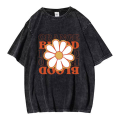 Retro Flower Print Short Sleeve T-shirt