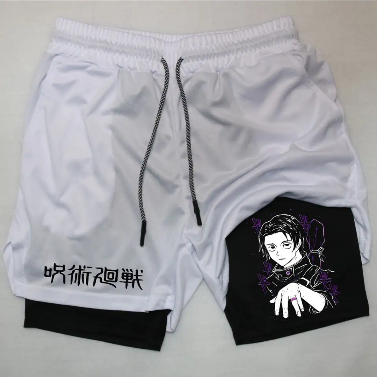 Men's Anime Printed Double Layer Casual Sports Shorts