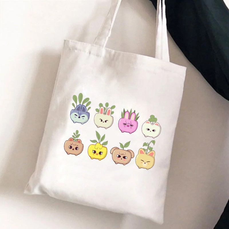 Cute Kpop Pattern Printed One Shoulder Canvas Bag