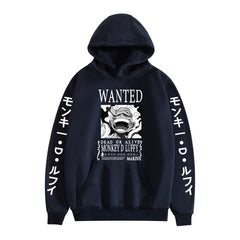 Unisex Luffy Wanted Printed Casual Hoodie