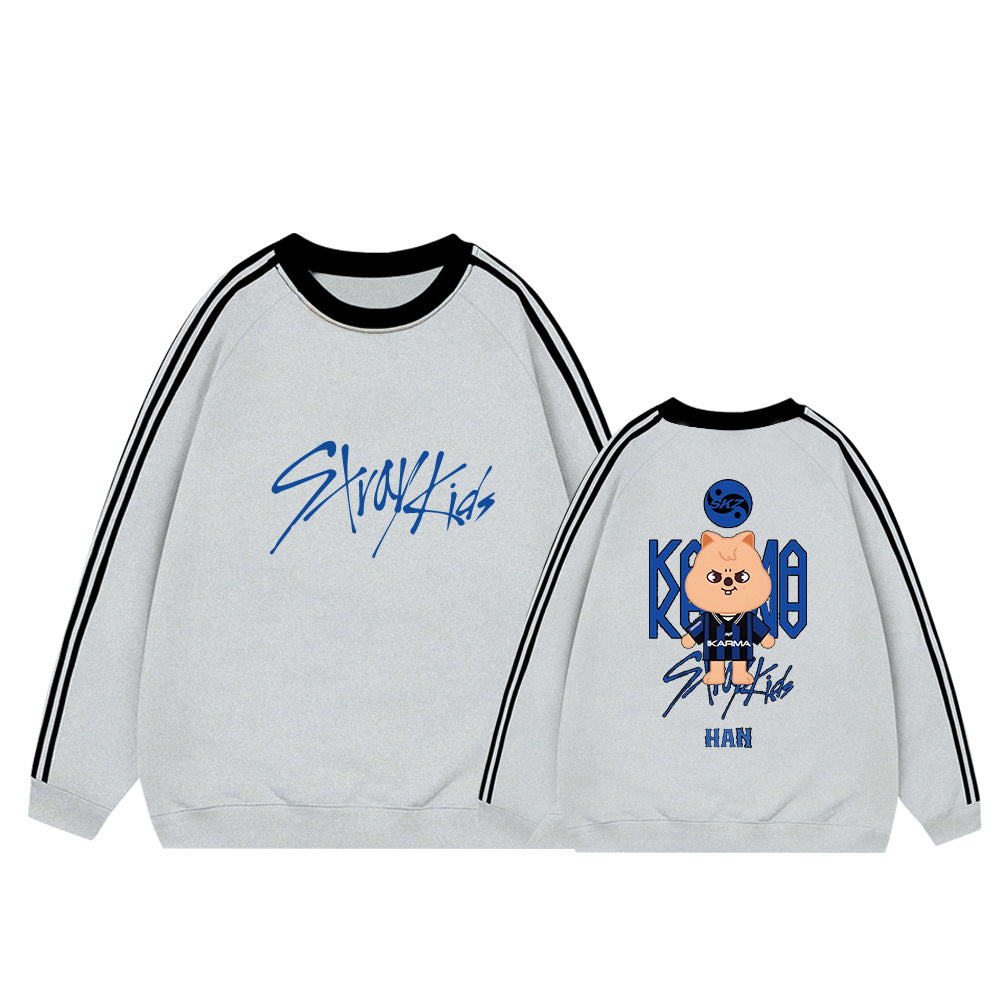 Karma Cartoon Doll Stripe Cotton Sweatshirt