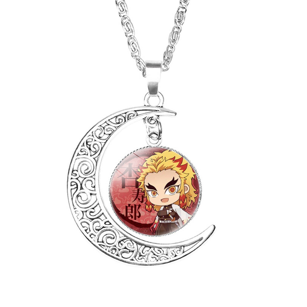 Chic Anime Moon Gem Pendant Necklace