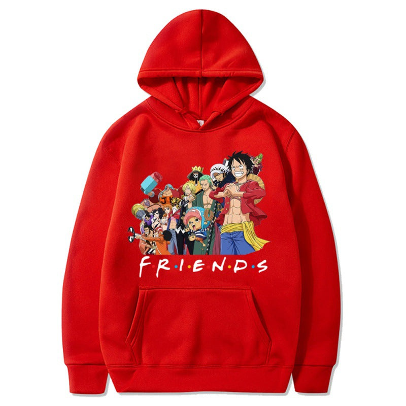 Unisex Casual Luffy Friends Printed Loose Hoodie