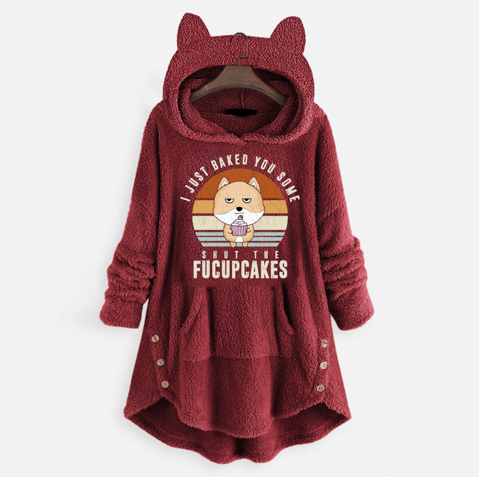 Women's Cat Ears Hooded Long-sleeved Coat