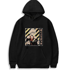 Unisex Anime Graphic Print Black Casual Hoodie